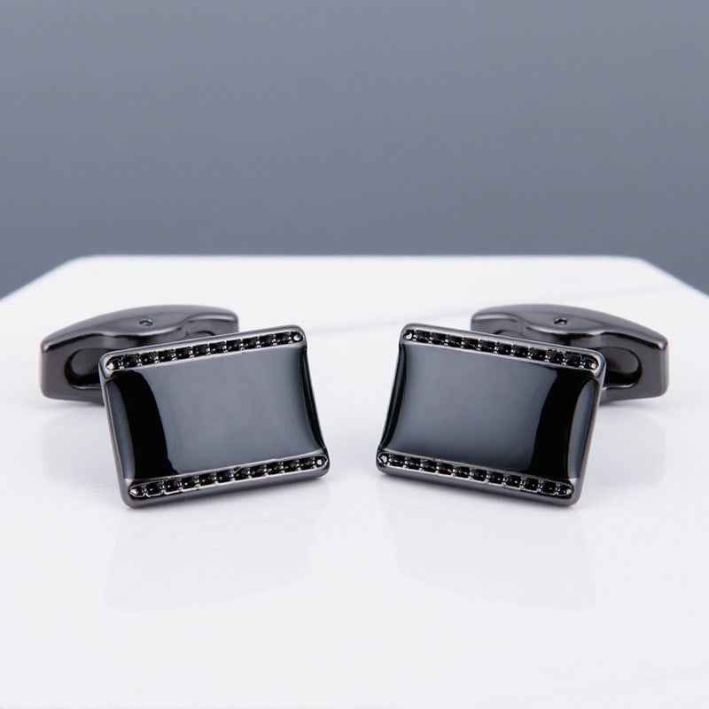 Mens Black Cufflinks - Elegant Accessories with Grey Copper Sleeve Studs for Men